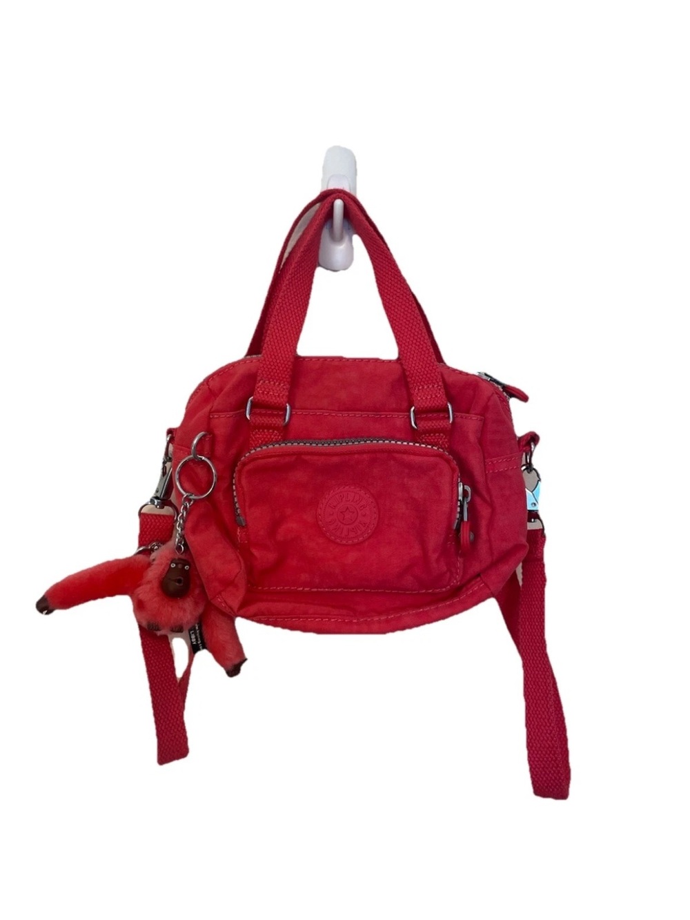 Kipling Women’s Hot Pink Small Crossbody Purse Monkey Charm EUC